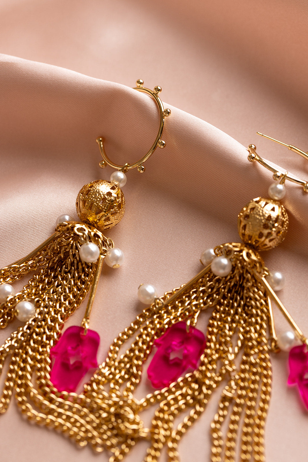 Meira Tassel Hamsa Earrings