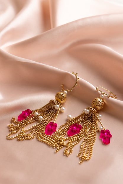 Meira Tassel Hamsa Earrings