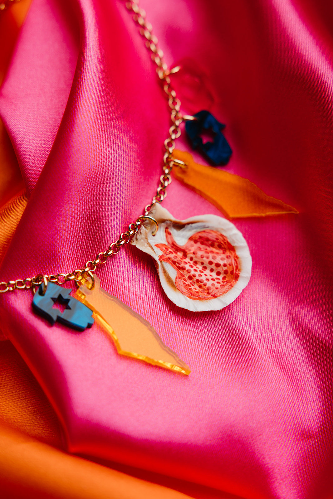 Hand Painted Pomegranate Charm Necklace