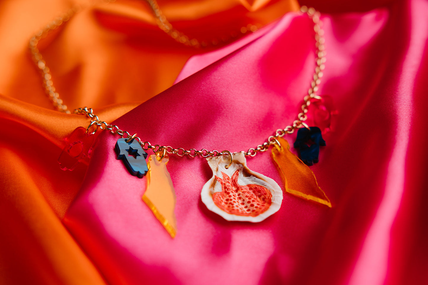 Hand Painted Pomegranate Charm Necklace