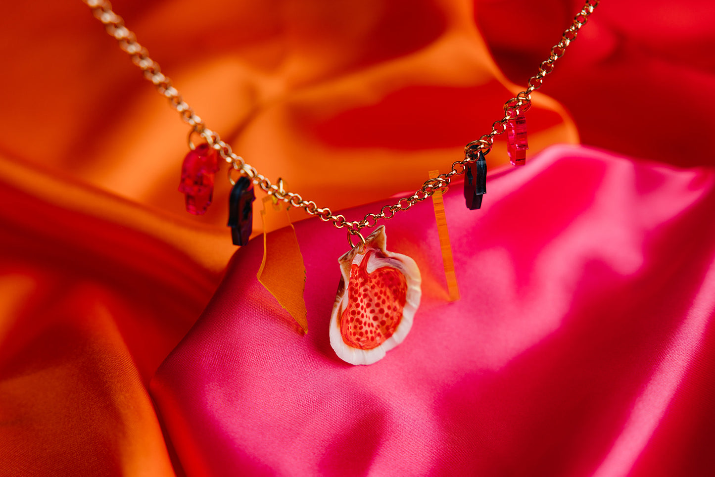 Hand Painted Pomegranate Charm Necklace