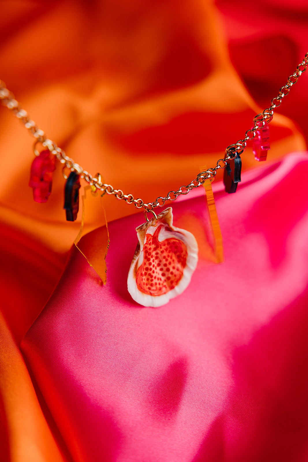 Hand Painted Pomegranate Charm Necklace