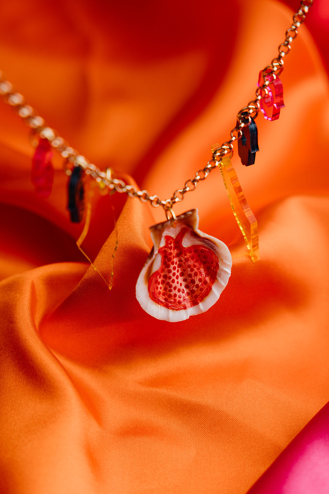 Hand Painted Pomegranate Charm Necklace