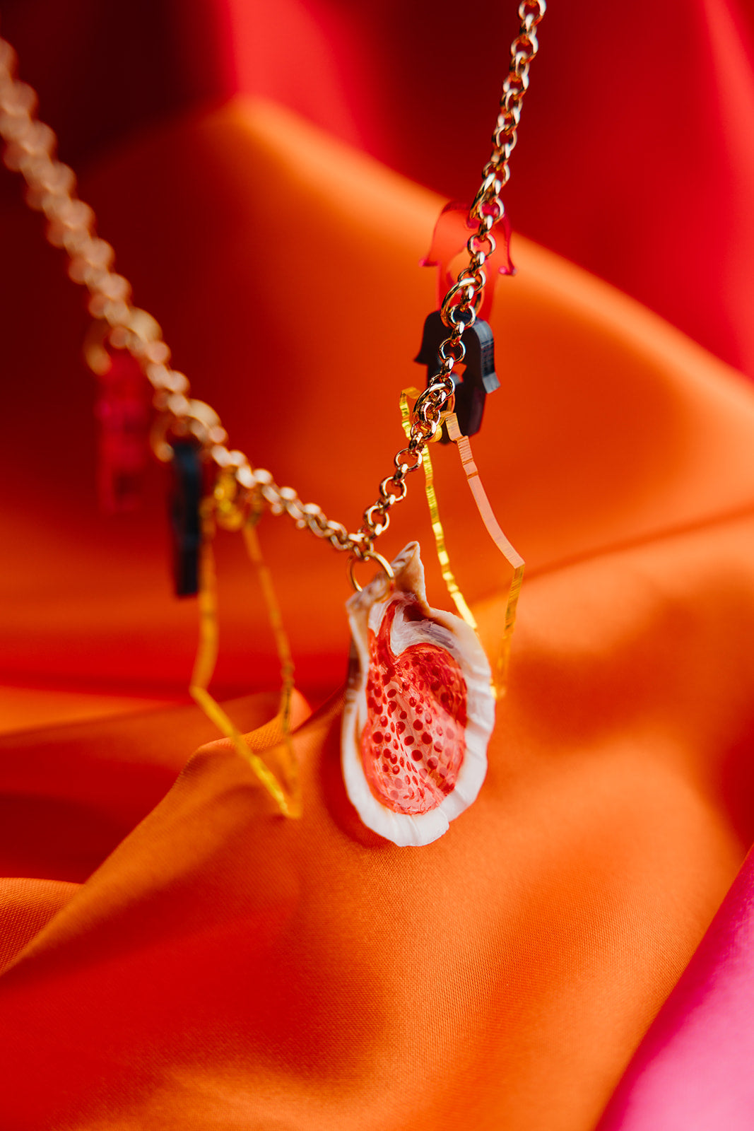 Hand Painted Pomegranate Charm Necklace