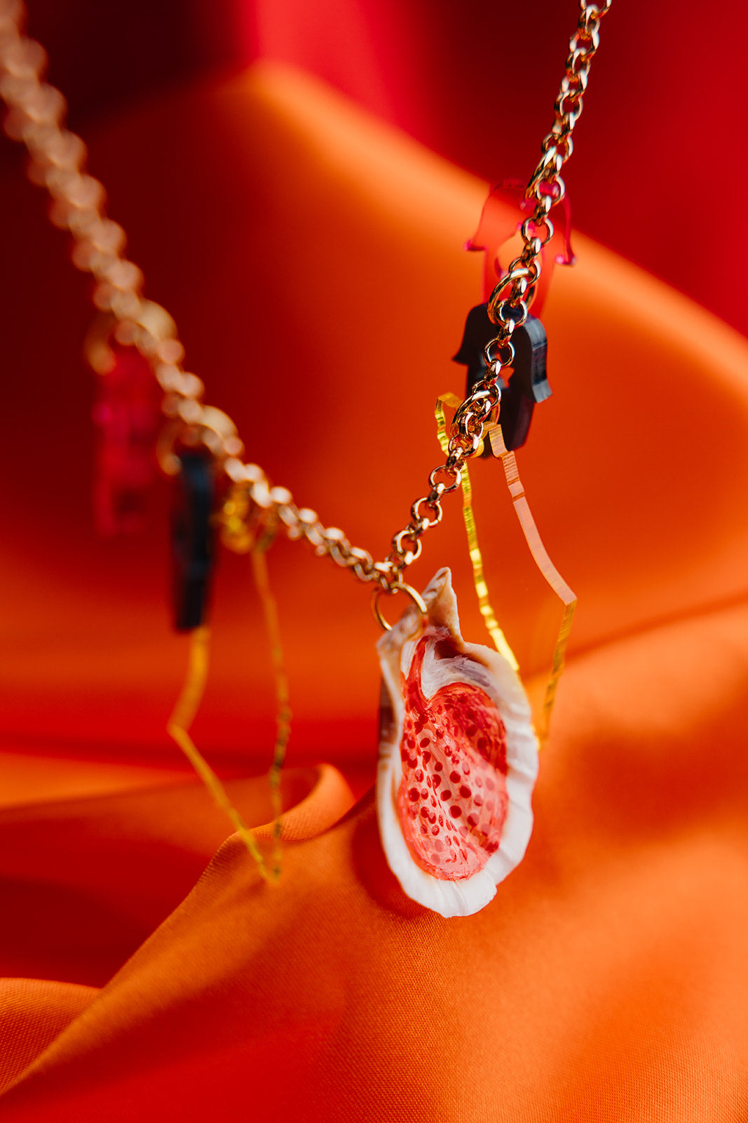 Hand Painted Pomegranate Charm Necklace