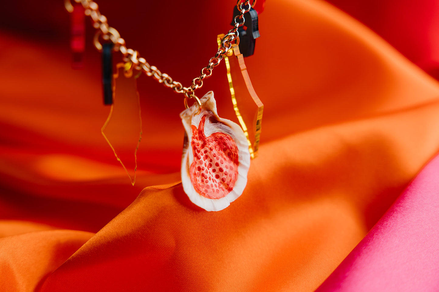 Hand Painted Pomegranate Charm Necklace