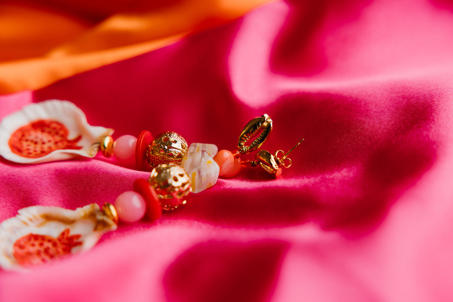 Hand Painted Beaded Pomegranate Earrings