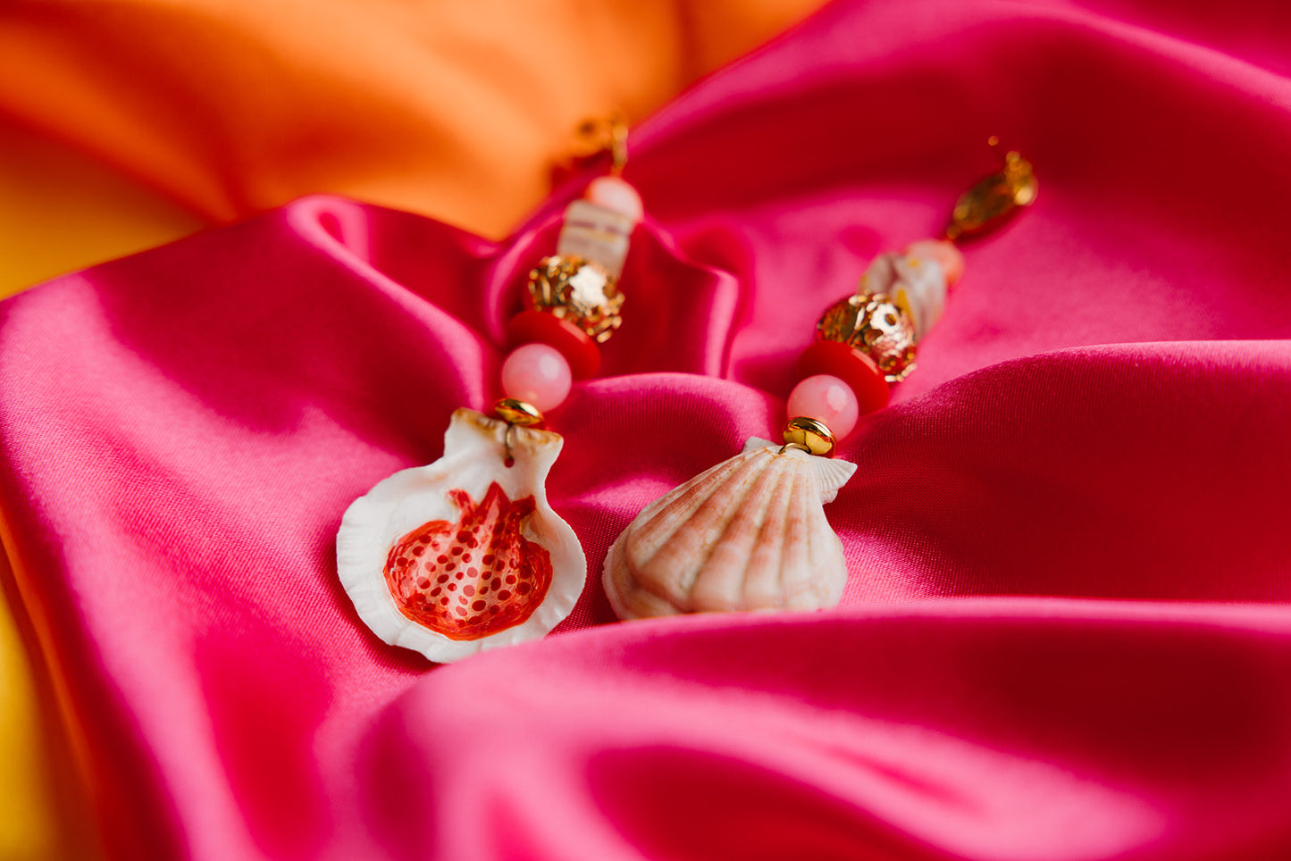 Hand Painted Beaded Pomegranate Earrings