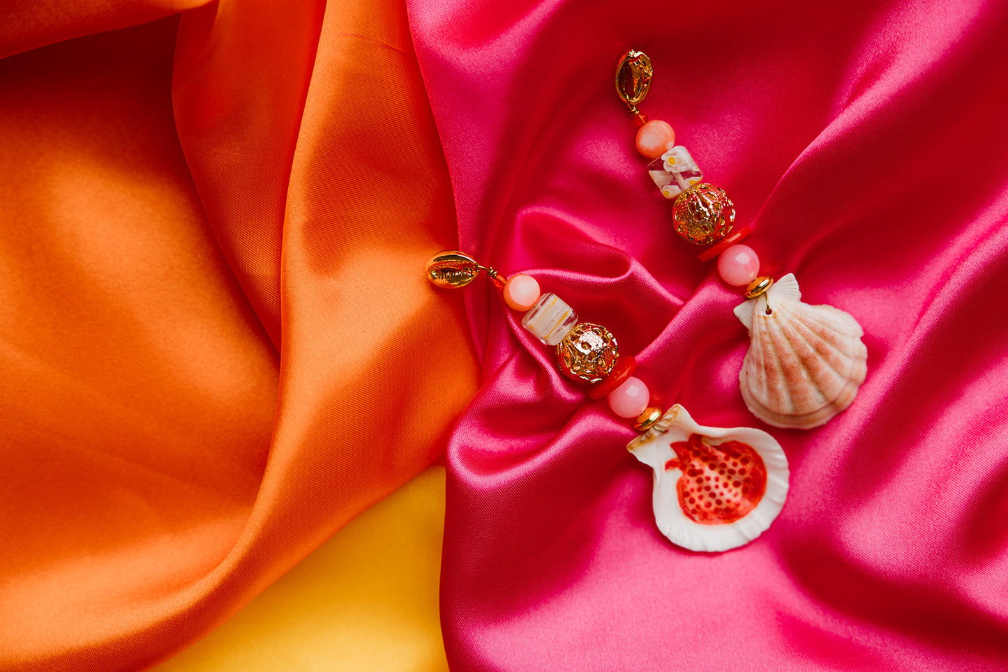 Hand Painted Beaded Pomegranate Earrings