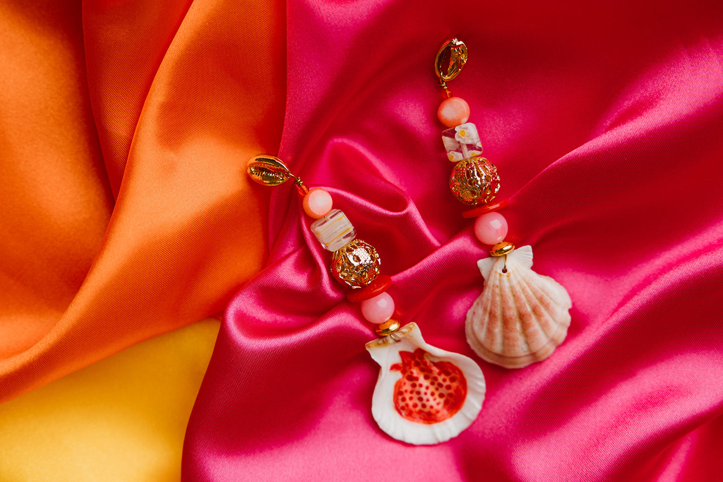 Hand Painted Beaded Pomegranate Earrings