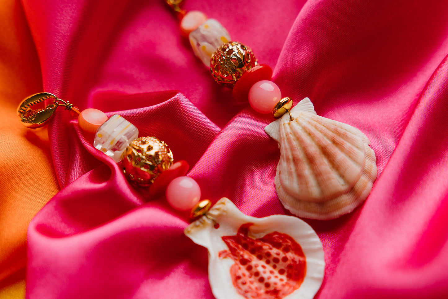 Hand Painted Beaded Pomegranate Earrings