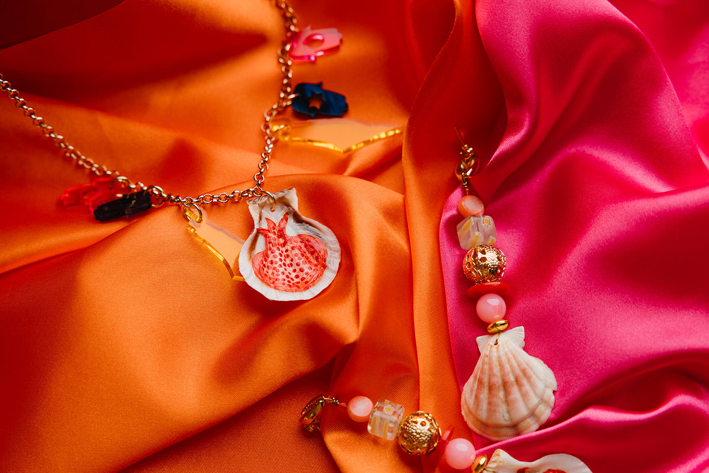 Hand Painted Beaded Pomegranate Earrings