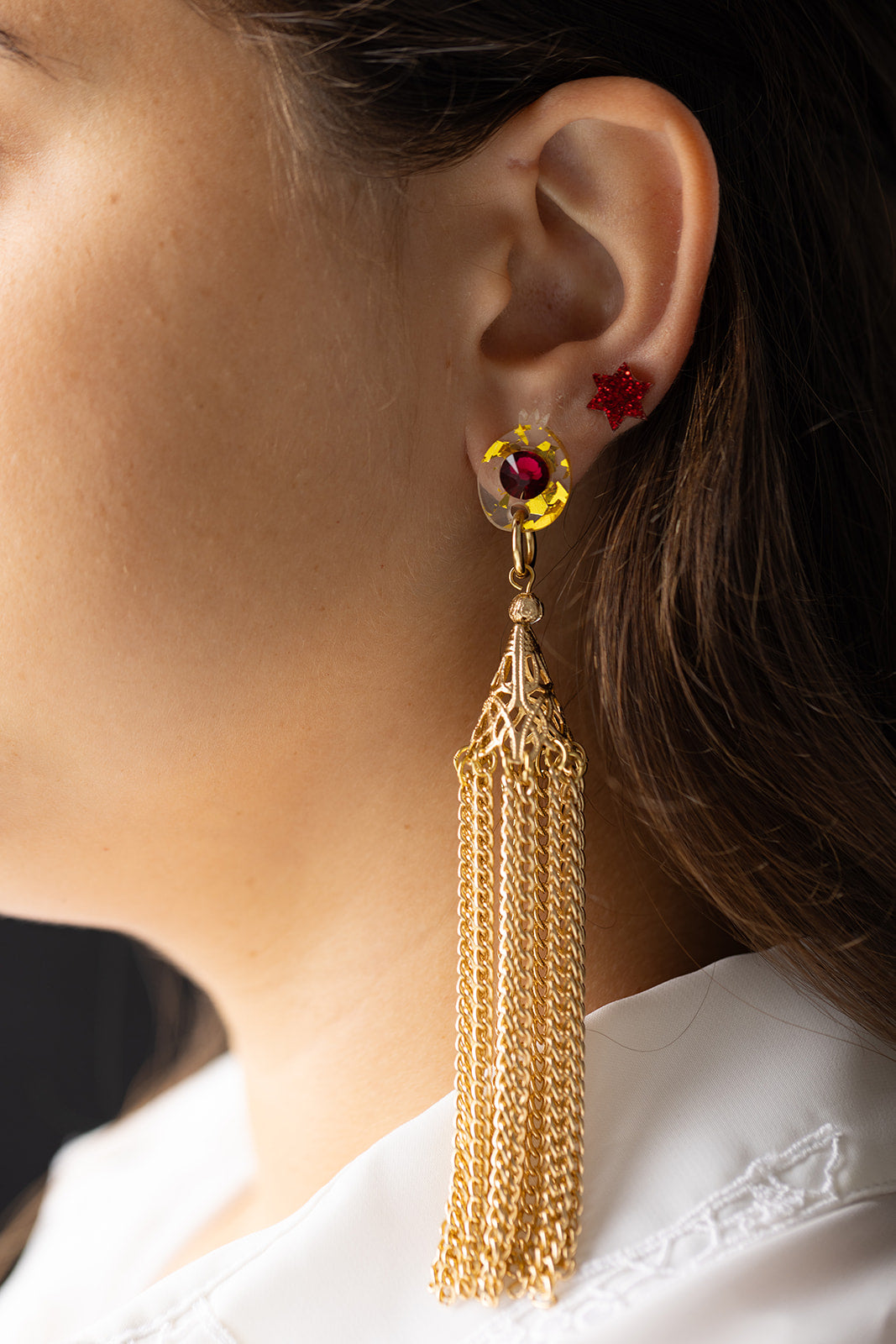 Raz Pomegranate Tassel Earrings