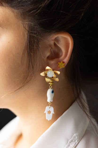 Odelia Fish & Hamsa Earrings