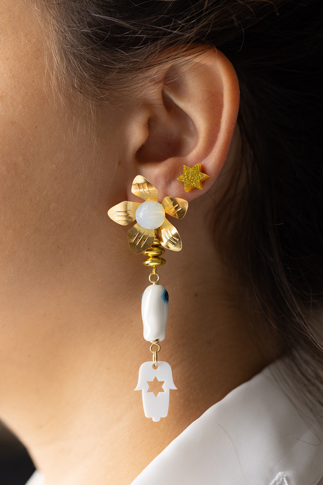Odelia Fish & Hamsa Earrings