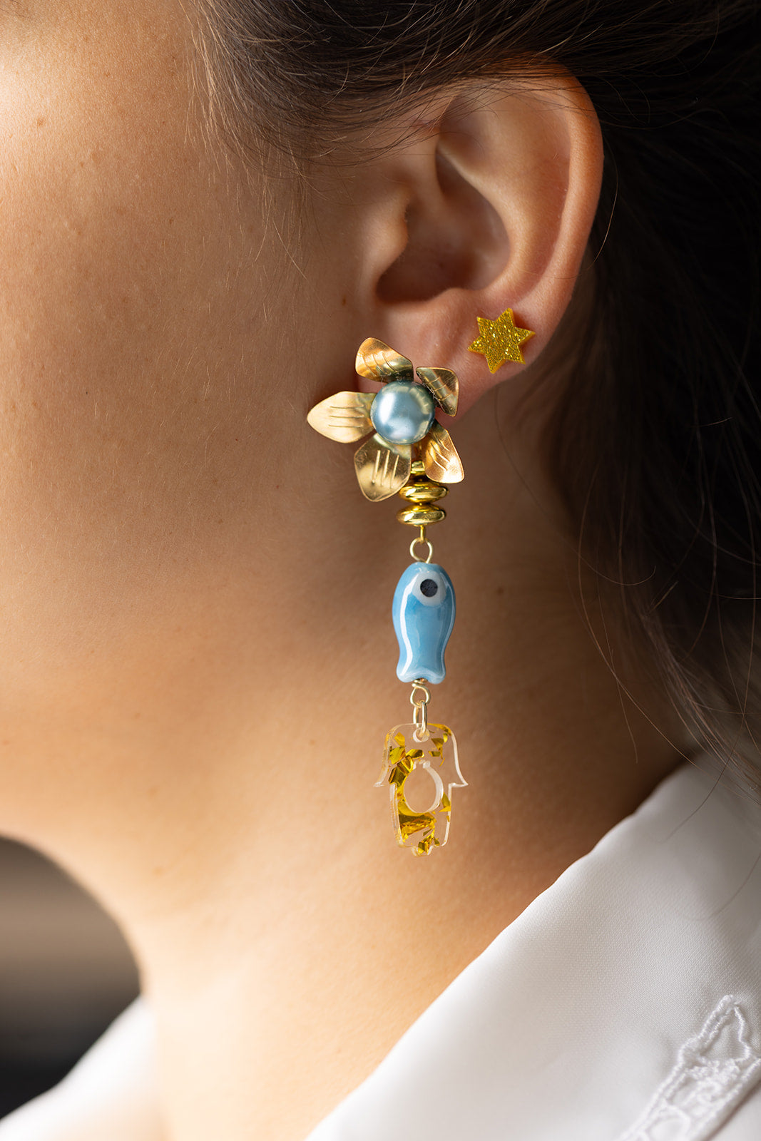 Odelia Fish & Hamsa Earrings