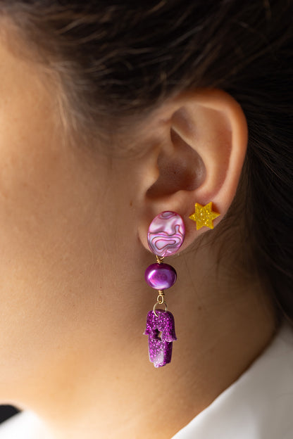Molly Pearl & Hamsa Earrings