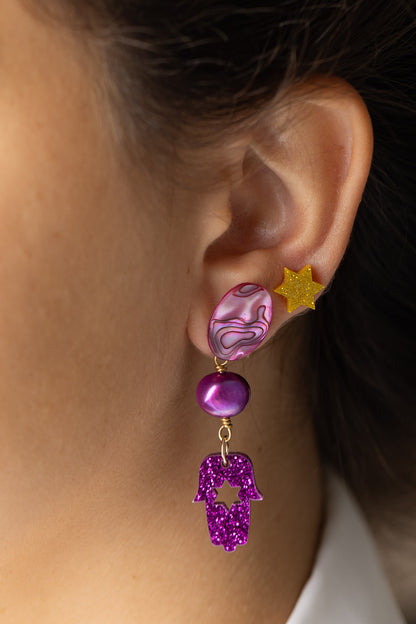 Molly Pearl & Hamsa Earrings