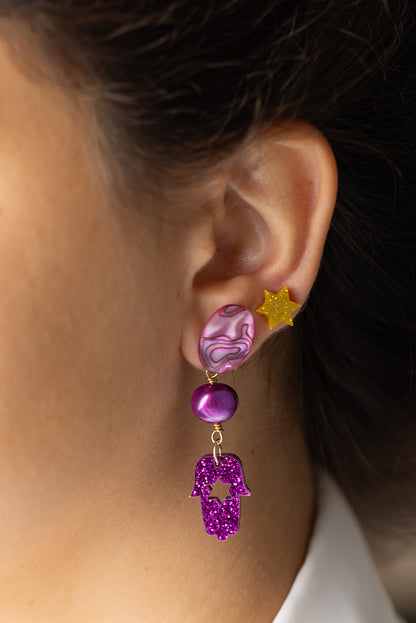 Molly Pearl & Hamsa Earrings