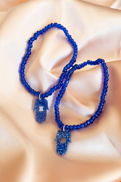 Shira Beaded Stretchy Bracelets ( Blue )