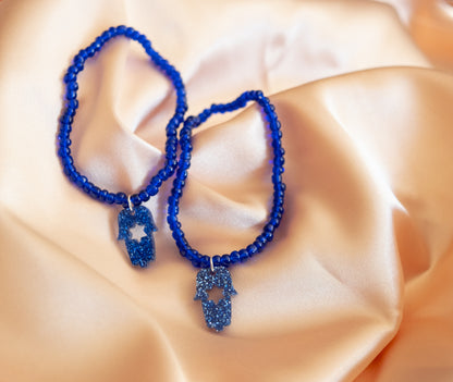 Shira Beaded Stretchy Bracelets ( Blue )