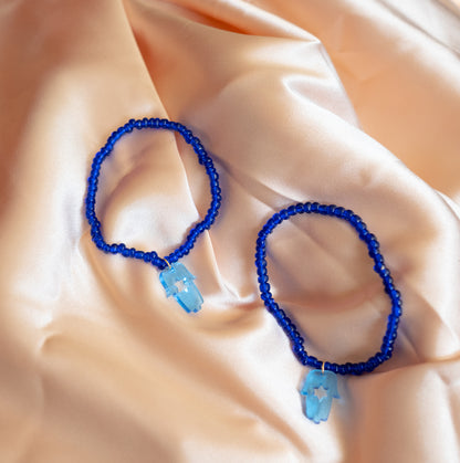 Shira Beaded Stretchy Bracelets ( Blue )