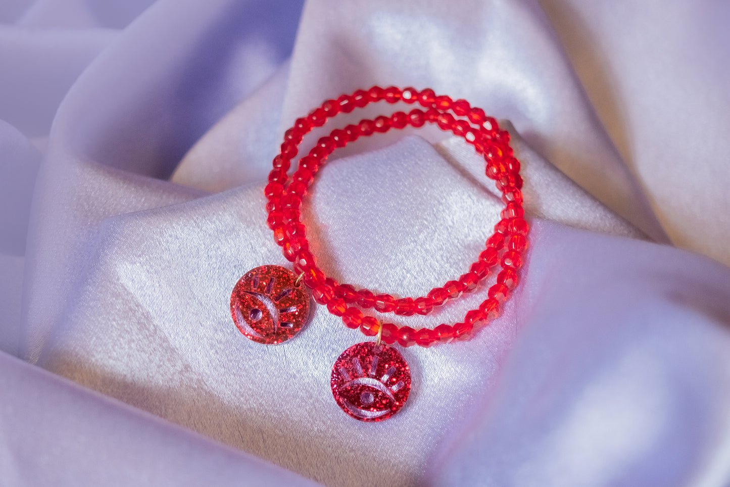 Shira Beaded Stretchy Bracelet ( Red )