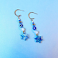 Shalom Beaded Blue Marble Acrylic Open Back Hoop Style Earrings - Israel Fundraiser