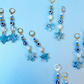 Shalom Beaded Blue Marble Acrylic Huggie Hoop Style Earrings - Israel Fundraiser