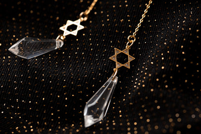 The Yakira Jewish Star & Crystal Threader Earrings