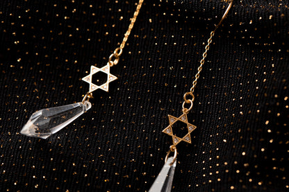 The Yakira Jewish Star & Crystal Threader Earrings