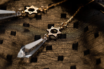 The Yakira Jewish Star & Crystal Threader Earrings