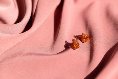 Pomegranate Stud Earrings - Holographic Orange