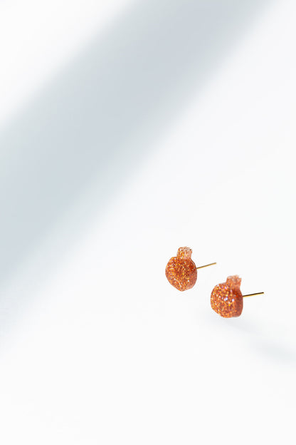 Pomegranate Stud Earrings - Holographic Orange