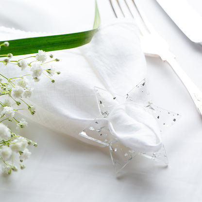 Jewish Star Napkin Rings - Silver Fleck