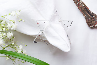 Jewish Star Napkin Rings - Silver Fleck