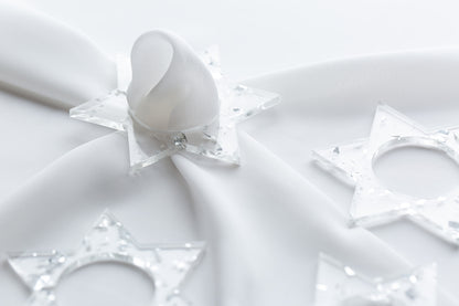 Jewish Star Napkin Rings - Silver Fleck