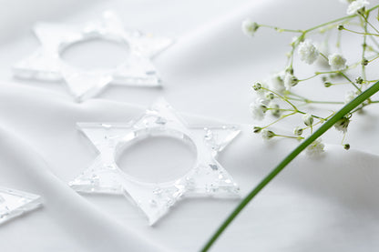 Jewish Star Napkin Rings - Silver Fleck