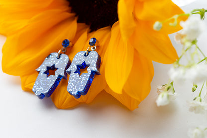 Hamsa Mini Dangles -  Blue Ice