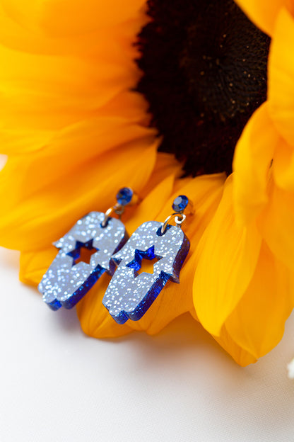Hamsa Mini Dangles -  Blue Ice