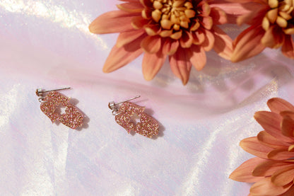 Hamsa Mini Dangles - Rose Gold Glitter