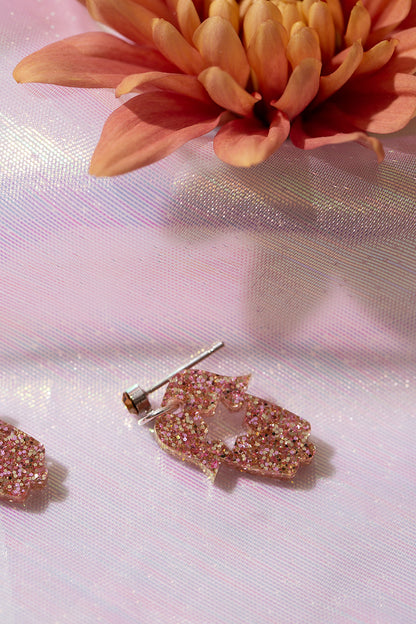 Hamsa Mini Dangles - Rose Gold Glitter
