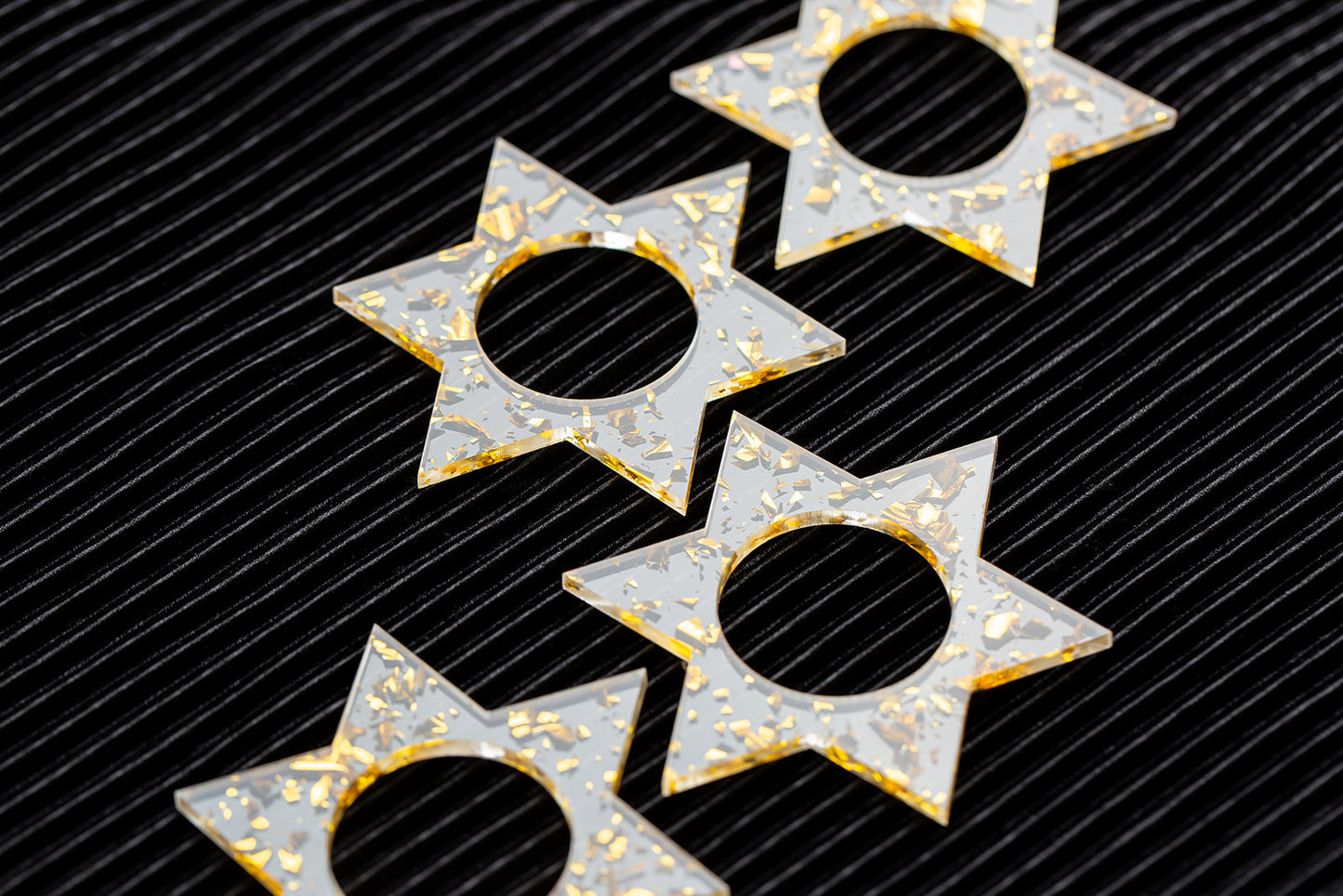 Jewish Star Napkin Rings - Gold Fleck