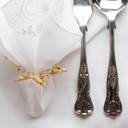 Jewish Star Napkin Rings - Gold Fleck