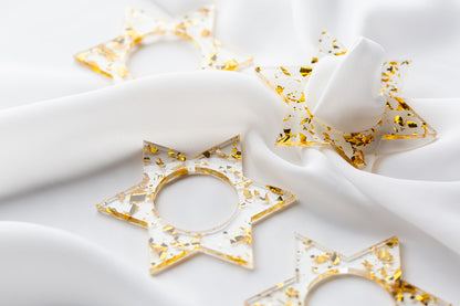 Jewish Star Napkin Rings - Gold Fleck